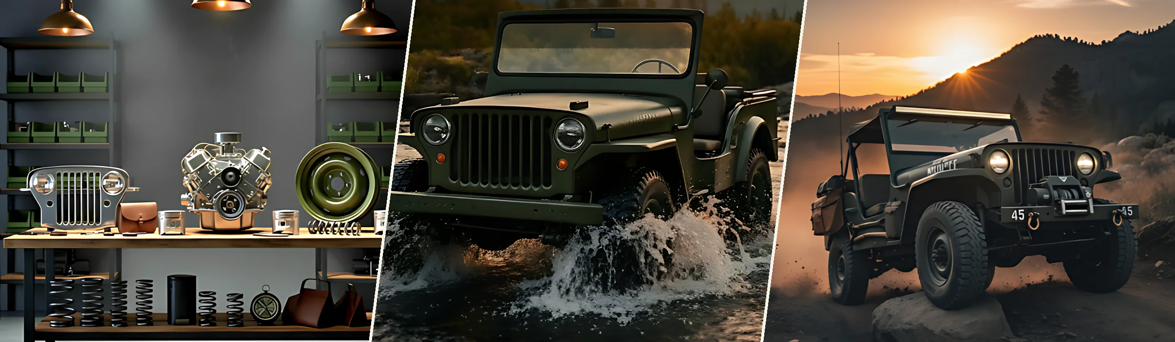Jeep und Willys Ersatzteile: Motorenteile, Fahrwerk und Zubehör aus eigenem Lager