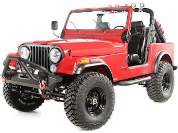 Exterieur Zubehör Jeep CJ5 72-83 – Stoßstange, Außenspiegel, Motorhaubenverschluss, Omix, RT Off-Road, Restauration.