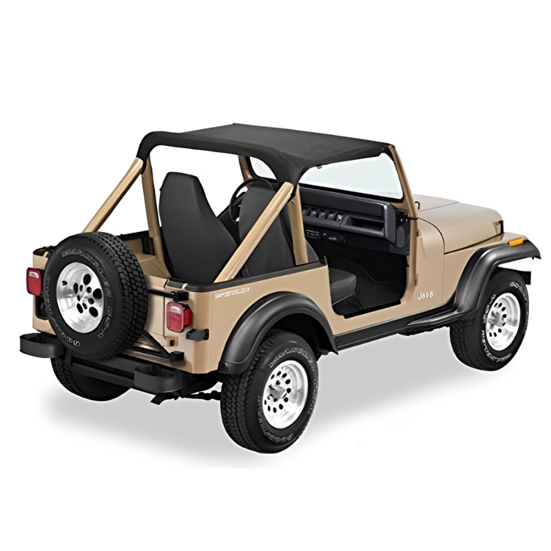 Bikini top Jeep CJ7 Bestop Traditional style top in Black Crush and strapless mesh summer shade