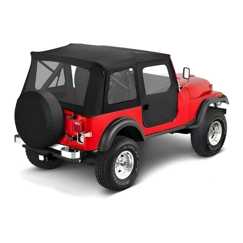 Full soft top Jeep CJ7 Bestop Supertop foldable top with tinted windows and 2-piece doors
