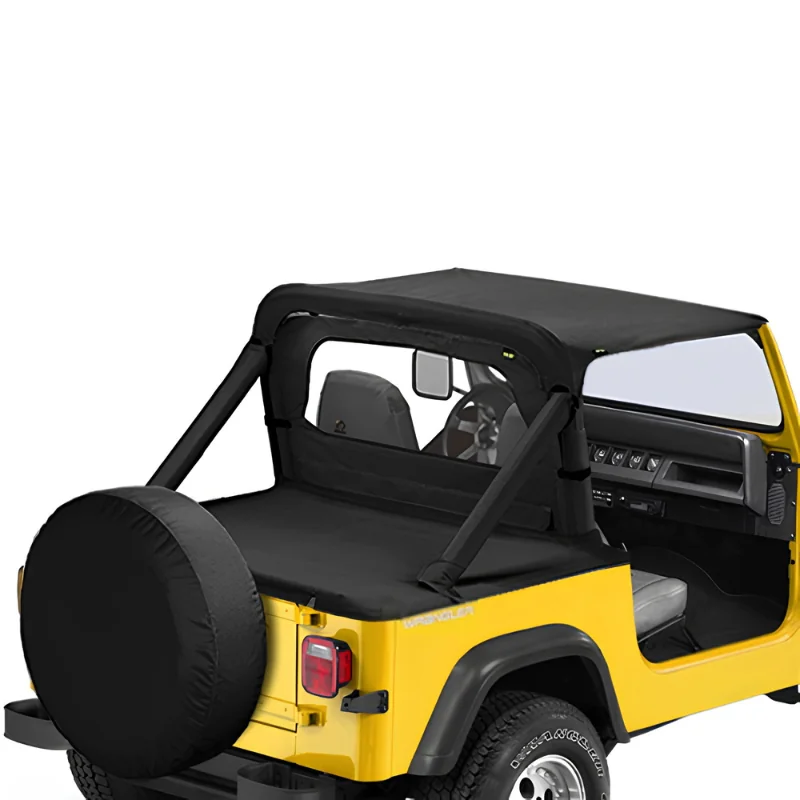 Cargo cover Jeep CJ7 Bestop Duster deck cover & Windjammer in Black Crush cargo protection