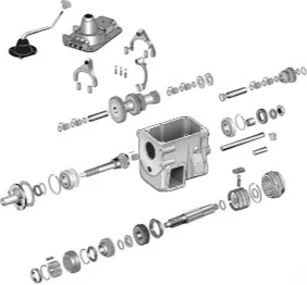 Manual transmission T18 parts Jeep CJ6 – gear, bearing, gasket kit from Crown Automotive, Omix, restoration