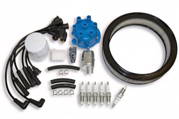 Service Ersatzteile Jeep CJ8 Scrambler Champion Zündkerzen, Filter, Zündanlage und Inspektionssatz von Crown, Champion, Gates, Standard & ATP