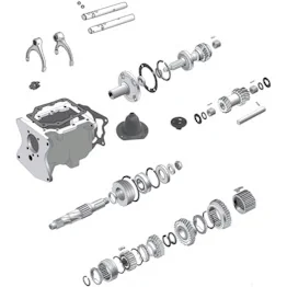 T150 Schaltgetriebe Ersatzteile Jeep CJ5 – Hauptwelle, Zahnrad, Lager & Dichtsatz von Crown und Omix für die Restauration.
