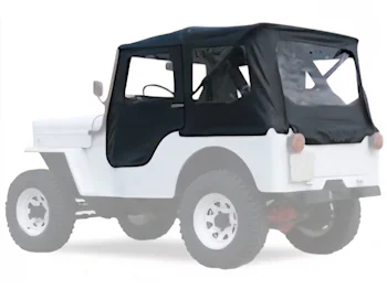 Verdeck Zubehör Jeep CJ3B – Tigertop, Verdeckgestänge, Scheibenrahmen & Kupplung von MD Juan, Bestop für Restaurierung