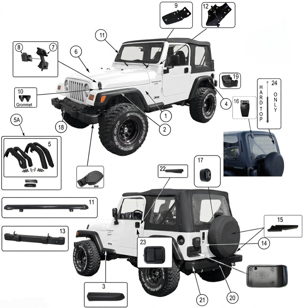 Jeep Wrangler TJ 96-06 Body Parts