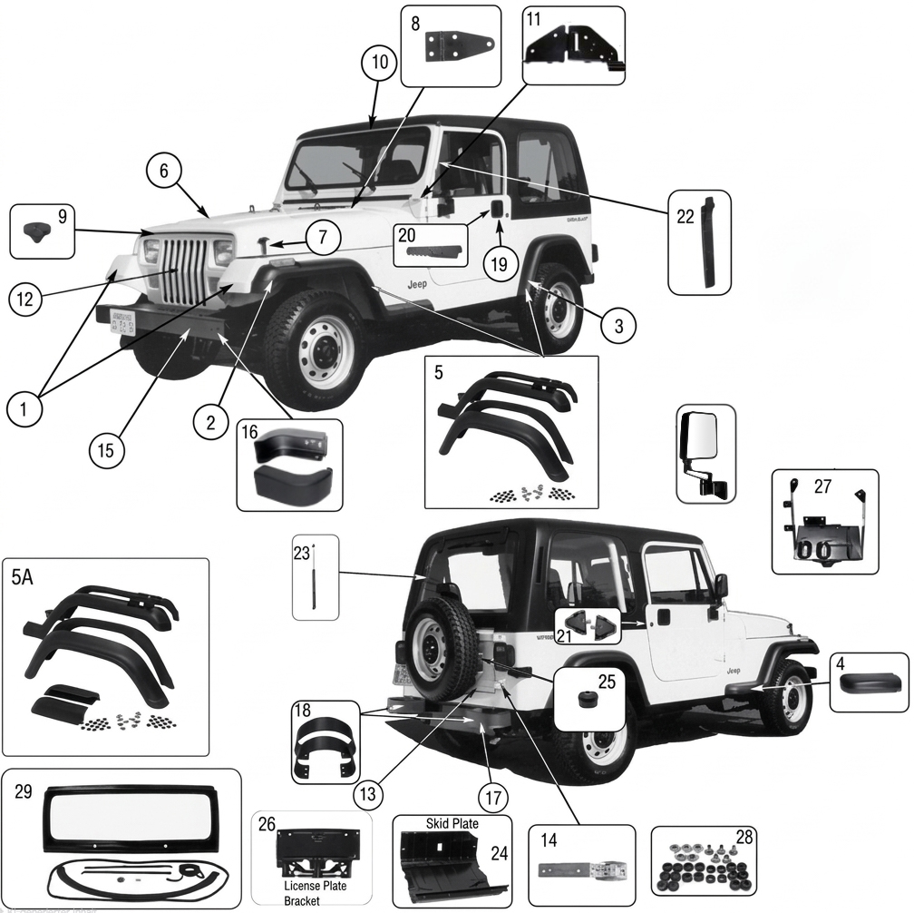 Jeep Wrangler YJ 87-95 Body Parts