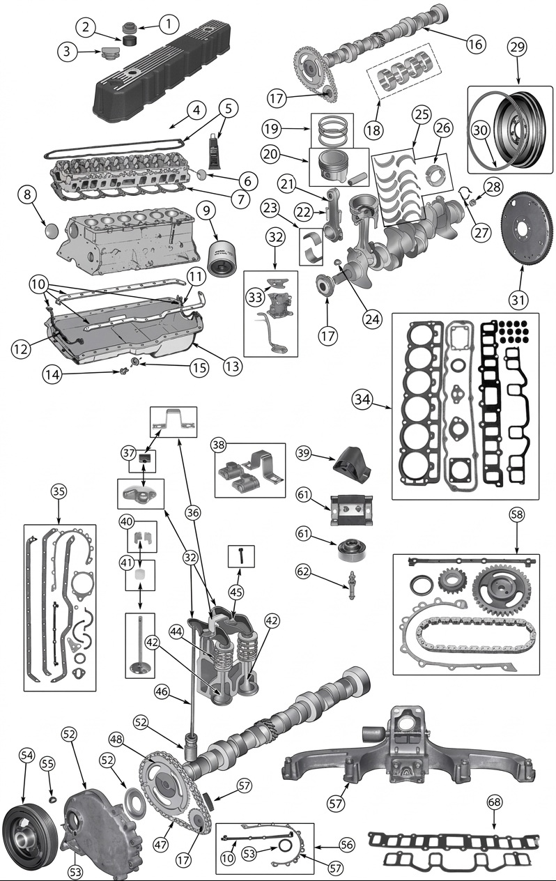 Jeep Wrangler YJ 87-95 4,2 Liter 6-Cylinder Engine Parts