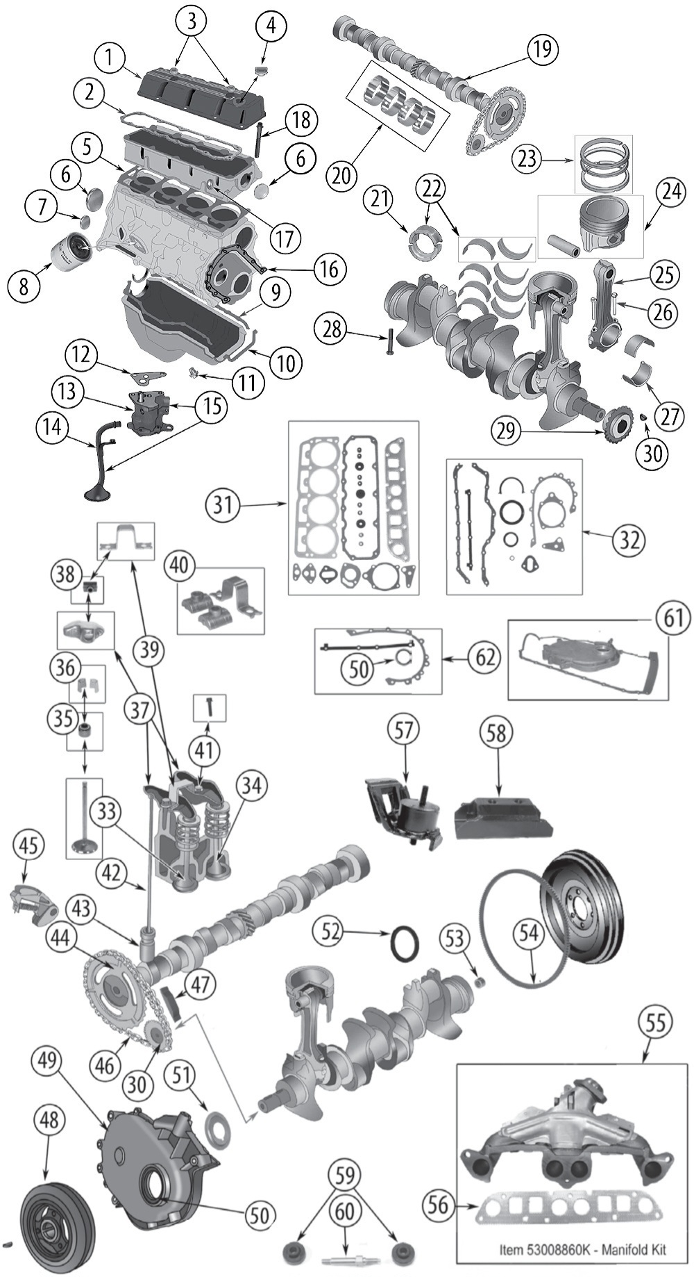 Jeep CJ8 83-85 AMC 2,5 Liter 4-Cylinder Engine Parts