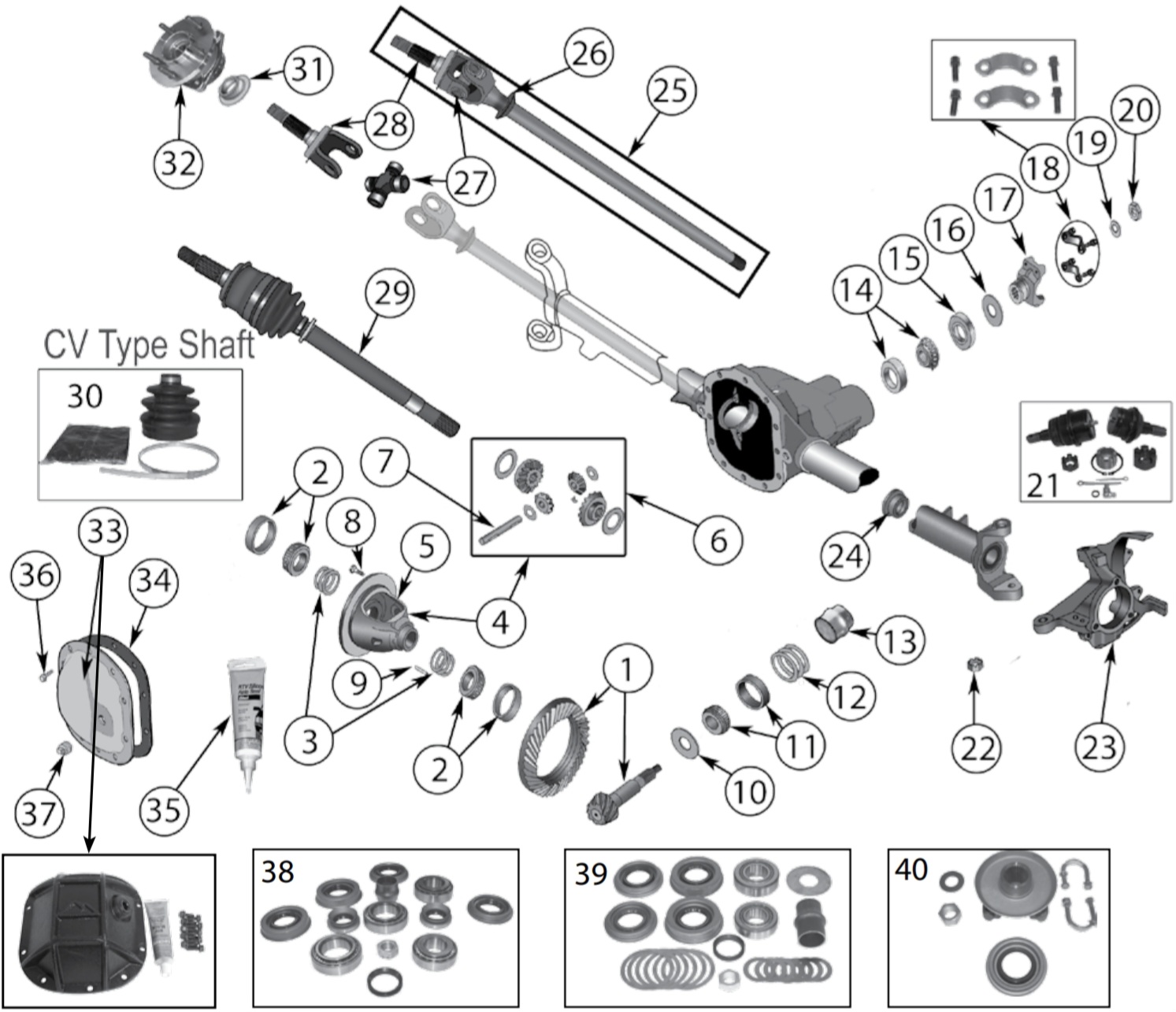 Jeep Grand Cherokee ZJ 93-98 Front Axle Dana 30