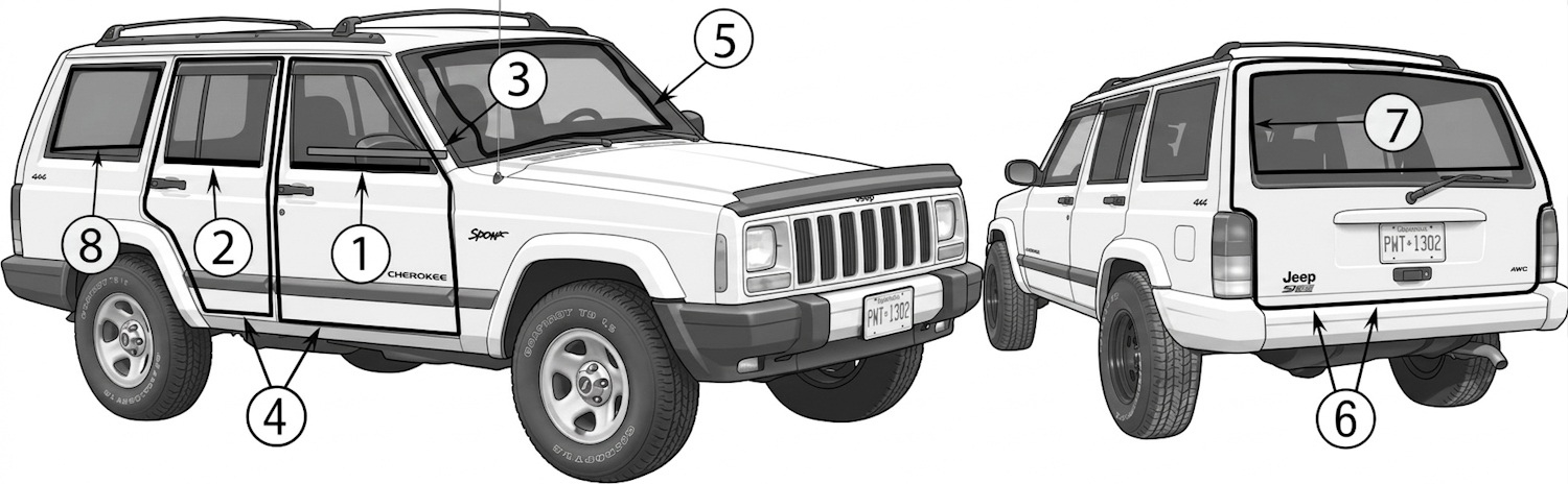Jeep Cherokee XJ 84-01 Karosseriedichtungen