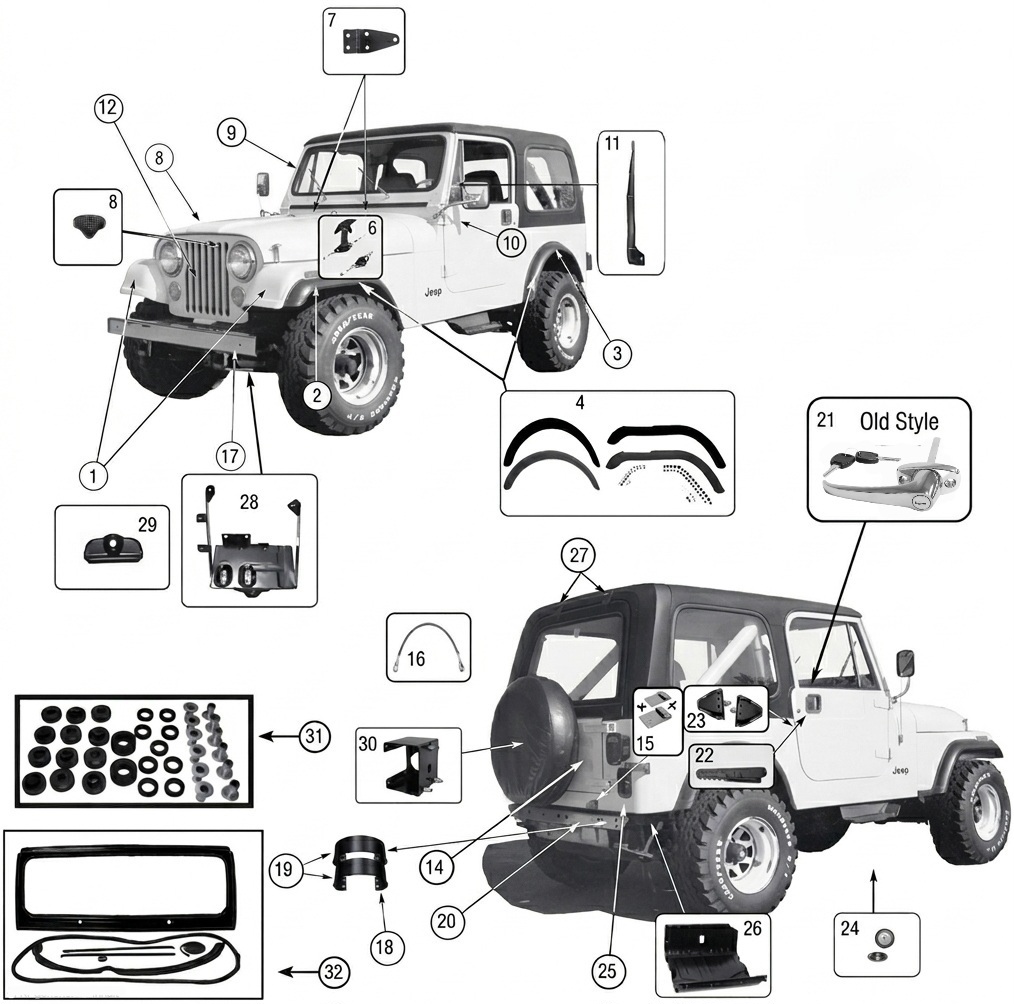 Jeep CJ7 76-86 Karosserieteile