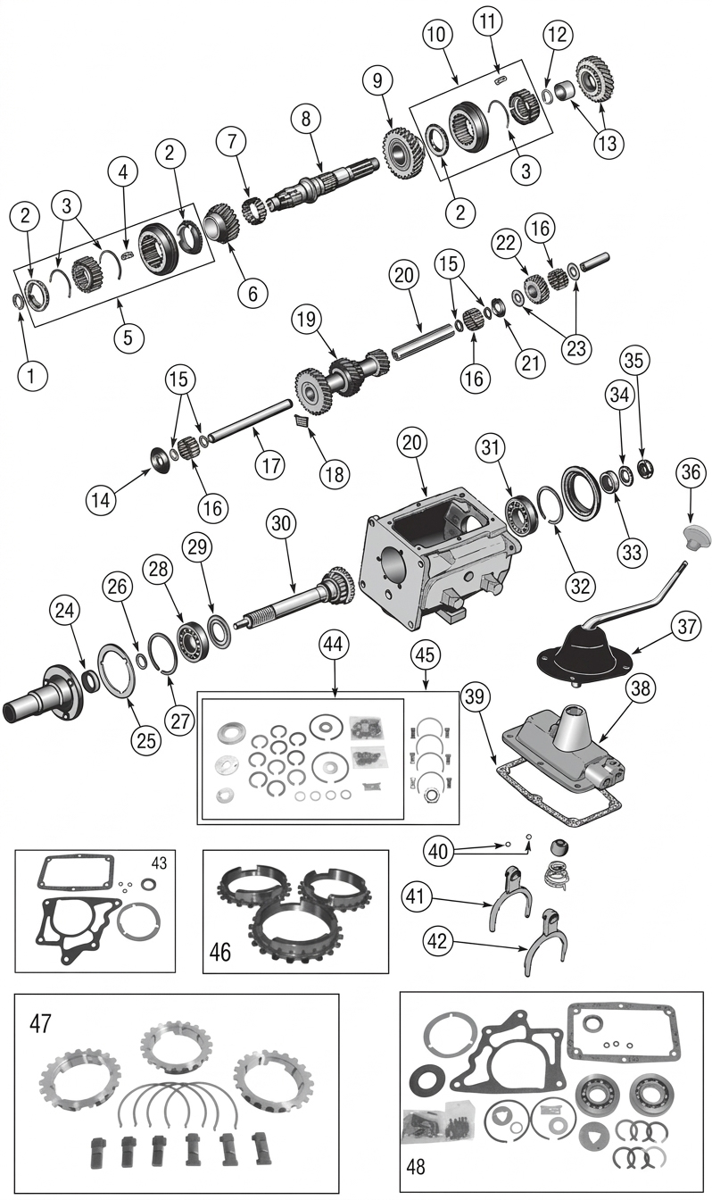 Jeep CJ6 55-75 Manual Transmission T14 3-Speed