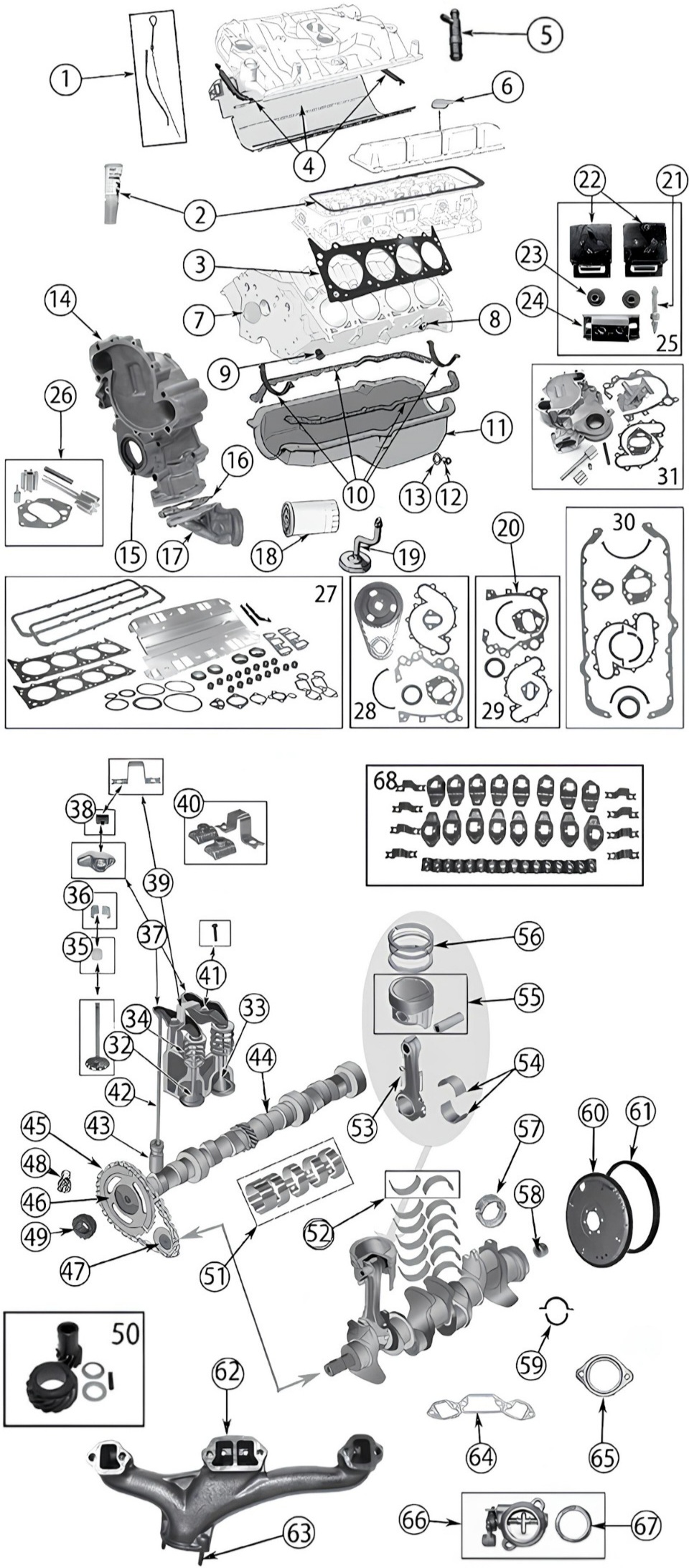 Jeep CJ6 72-75 5,0 / 5,9 Liter 8-Zylinder Motorteile