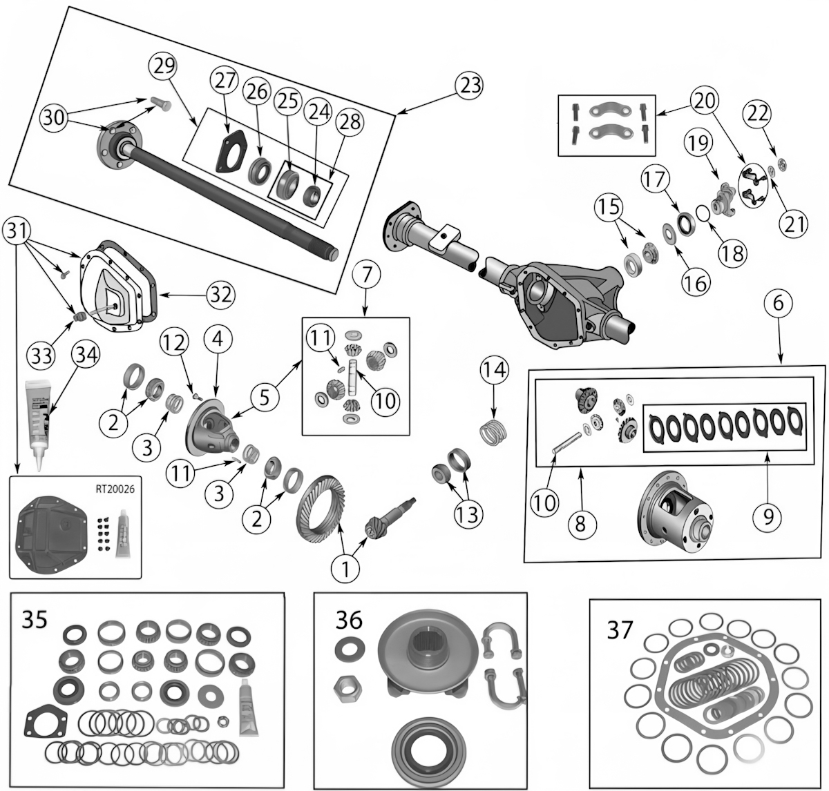 Jeep Wrangler TJ 96-06 Rear Axle Dana 44