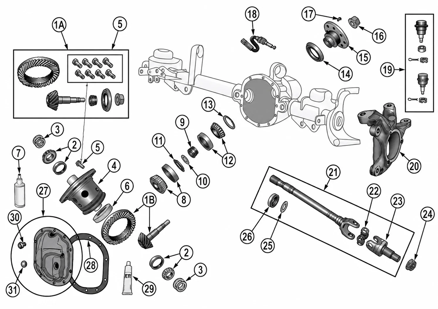 Jeep Wrangler TJ 03-06 Vorderachse Dana 44