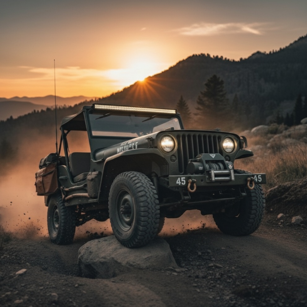 Willys Jeep im Sonnenuntergang 