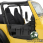 Preview: Storage Bags Vinyl Black Denim for Bestop High Rock 4x4 Element Doors Jeep CJ7, CJ8, Wrangler YJ, TJ (76-06). Close-up, mounted on Element Door, open door.