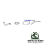 Preview: Front Exhaust Insulator for 2.5L, 4.0L and 4.2L engine. Jeep Wrangler YJ (1987-1995), drawing highligting the location of Insulator on Exhaust.