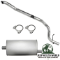 Preview: Endschalldämpfer und Endrohrbogen Kit (aluminisiert) inkl. Schellen. 2,25" (57,15 mm) für 2,5L 4 Zylinder oder 4,0L 6 Zylinder Motor. Jeep Cherokee XJ (1987-1995), voller Lieferumfang inkl. Schellen abgebildet.