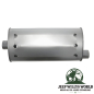 Preview: Aluminized steel Muffler with 2,25" Tube 2.5L 4.0L engine. Jeep Wrangler TJ (1996-23.01.2000), inlet with top visable, top side pictured with inlet on left hand side.