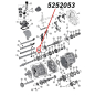 Preview: Input Shaft Oil Seal for AX15 Transmission. Jeep Cherokee XJ / Wrangler YJ / TJ / Grand Cherokee ZJ / Comanche MJ (1987-1999), exploded drawing highlighting the location of Seal on Transmission with red arrow.
