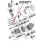 Preview: Schaltstange 5. Gang am AX15 Schaltgetriebe. Jeep Cherokee XJ / Wrangler YJ / TJ / Grand Cherokee ZJ / Comanche MJ (1987-1999), Explosionszeichnung, die mit rotem Pfeil die Position der Stange am Schaltgetriebezeigt.