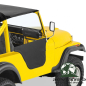Preview: Halbtüren Verdeckmaterial Bestop Black Crush (Kunstleder, strukturiert) mit Türgriffen Jeep CJ5 (76-83). montiert mit passendem Bikini Top, Nahaufnaufnahme.
