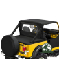 Preview: Windjammer Black Crush Jeep CJ5, CJ7, CJ8, Wrangler YJ (80-95) shown with mounted Duster, Bikini Top and Soft Half Doors.