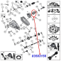 Preview: Rear Hosuing Extension (flange) for NP231 and NP242 Transfer Case. Jeep Cherokee XJ / Wrangler YJ / Comanche MJ (1987-2001), exploded drawing showing position of Extension on Transfer Case.