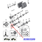 Preview: Vorderes Lager der Vorgelegewelle am BA10/5 Peugeot 5-Gang Schaltgetriebe. Jeep Cherokee XJ / Wrangler YJ / Comanche MJ (1987-1989), Explosionszeichnung die mit rotem Pfeil die Position des Lagers am Schaltgetriebe zeigt.