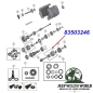Preview: Synchronizer Assembly 5th Gear BA10/5 Transmission Jeep Cherokee XJ / Wrangler YJ (87-89), exploded drawing highlighting the position of Assembly on Transmission with red arrow.