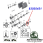 Preview: Zwischen-Zahnrad 5. Gang mit 51 x 28 Zähnen BA10/5 Peugeot 5-Gang Schaltgetriebe. Jeep Cherokee XJ / Wrangler YJ / Comanche MJ (1987-1989), Explosionszeichnung die mit rotem Pfeil die Position des Zahrades am Schaltgetriebe zeigt.