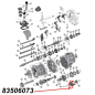 Preview: Hinteres Lager der hauptwelle für AX15 Schaltgetriebe. Jeep Cherokee XJ / Wrangler YJ / TJ / Grand Cherokee ZJ (1987-1999), Explosionszeichnung die mit rotem Pfeil die Position des Lagers am Schaltgetriebe zeigt.