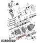 Preview: Hinteres Lager der Vorgelegewelle für AX15 Schaltgetriebe. Jeep Cherokee XJ / Wrangler YJ / TJ / Grand Cherokee ZJ (1987-1999), Explosionszeichnung die mit rotem Pfeil die Position des Lagers am Schaltgetriebe zeigt.