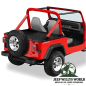 Preview: Duster Heckabdeckung Black Crush Jeep CJ7, Wrangler YJ (80-91), von hinten rechts am Fahrzeug montiert.