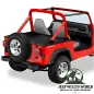 Preview: Duster Heckabdeckung Black Crush Jeep CJ7, Wrangler YJ (80-91), von hinten rechts am Fahrzeug montiert, nähere Ansicht.
