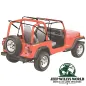Preview: Rahmen von Bestop Supertop mit teilbaren Türen in Spice Denim (braun). Jeep CJ7, Wrangler YJ (76-95) am Fahrzeug montiert.