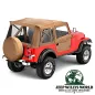 Preview: Bestop Supertop Softtop mit teilbaren Türen in Spice Denim (braun). Jeep CJ7, Wrangler YJ (1976-1995) am Fahrzeug montiert.