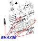 Preview: Lager und Simmerring Set für AX15 Schaltgetriebe. Jeep Cherokee XJ / Wrangler YJ (1984-05.11.1988), Explosionszeichnung die mit rotem Pfeil die Position der Set-Bestandteile am Schaltgetriebe zeigt.