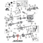 Preview: Crown Lager Schale  Dana 44 Hinterachse Dana 20, 300 Verteilergetriebe Ausgang. Jeep CJ / Willys MB / Ford GPW (1941-1986). Technische Zeichnung mit Hervorgehobener Position der Lagerschale am Verteilergetriebe.