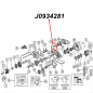 Preview: Abdeckkappe Schaltwelle Dana 20, 300 Verteilergetriebe Jeep SJ, J Serie, CJ5, CJ6, CJ7, CJ8 (62-86), Explosionszeichnung die mit einem roten Pfeil die Position der Abdeckung am Verteilergetriebe zeigt..