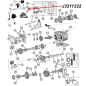 Preview: Getriebe- Allradschalter 4WD Dana 300 Quadra-Trac Verteilergetriebe Jeep CJ 80-86, Explosionszecihnung mit rotem Pfeil zur Position des Allradschalters.