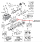 Preview: Sicherungsmutter Hauptwelle T14 T15 T18 T86 T90 T98 T150 Schaltgetriebe Jeep CJ / SJ / Willys (46-84), Explosionszeichnung die mit rotem Pfeil die Position der Sicherungsmutter am Schaltegtriebe zeigt.