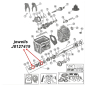 Preview: Synchronring Feder Set 3. und 4. Gang SR4 T4, 5. Gang T5 Schaltgetriebe Jeep CJ / SJ / Cherokee XJ (80-86), Explosionszeichnung, die mit roten Pfeilen die Position der Synchronring Federn am Schaltgetriebe zeigt.