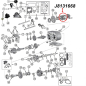 Preview: Einstellscheiben Set Ausgangswelle vorne Dana 300 Verteilergetriebe Jeep CJ 80-86, Explosionszeichnung die mit roter Umrandung die Position der Einstellscheiben zeigt.