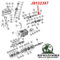 Preview: Schaltwelle Bolzen für Vorgelegewelle T176 T177 Schaltgetriebe Jeep CJ / SJ (80-86), Explosionszeichnung, die mit rotem Pfeil die Position der Schaltwelle am Schaltgetriebe zeigt.