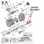 Preview: Synchronring Feder 1. & 2. / 3. & 4. Gang SR4 T4 T5 Schaltgetriebe Jeep CJ / SJ / Cherokee XJ (80-86), Explosionszeichnung, die mit roten Pfeilen die Position der Synchronring Federn am Schaltgetriebe zeigt.