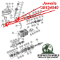 Preview: Sicherungsstift Schalthebel, Schaltgabel T4, T5, T176, T177 Schaltgetriebe Jeep CJ / SJ / Cherokee XJ (80-86), Explosionszeichnung die mit roten Pfeilen zur Position der Sicherungsstifte (3) am Schaltgetriebe zeigt.