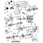 Preview: Bearing Output Shaft rear Dana 300 Transfer Case Jeep CJ (80-86), exploded drawing showing location of Bearing on Transfer Case with red arrow.